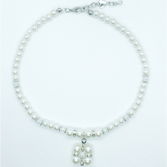 Glass Pearl And Rhinestone Spacer Bead Jewelry Set - Picture 2 of 7